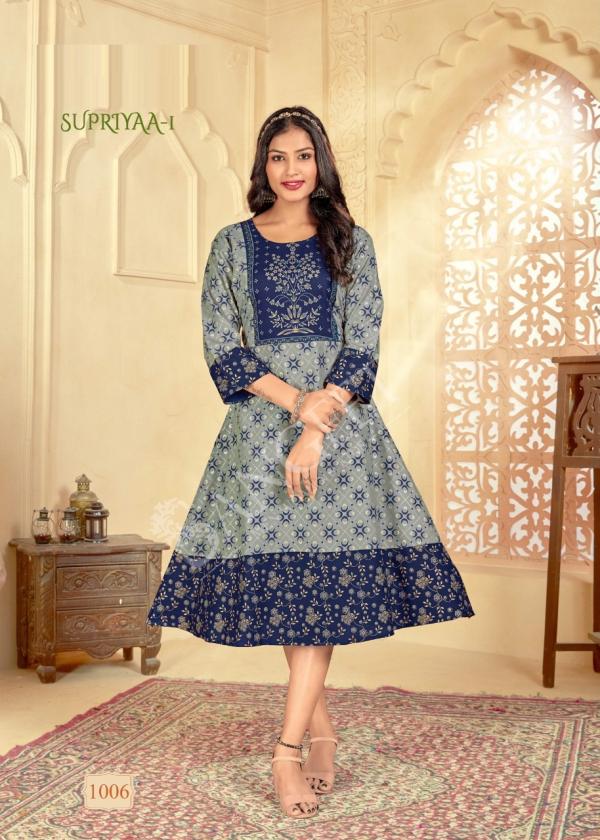 Supriyaa 1 Regular Wear Long Rayon Designer Exclusive Kurti Collection